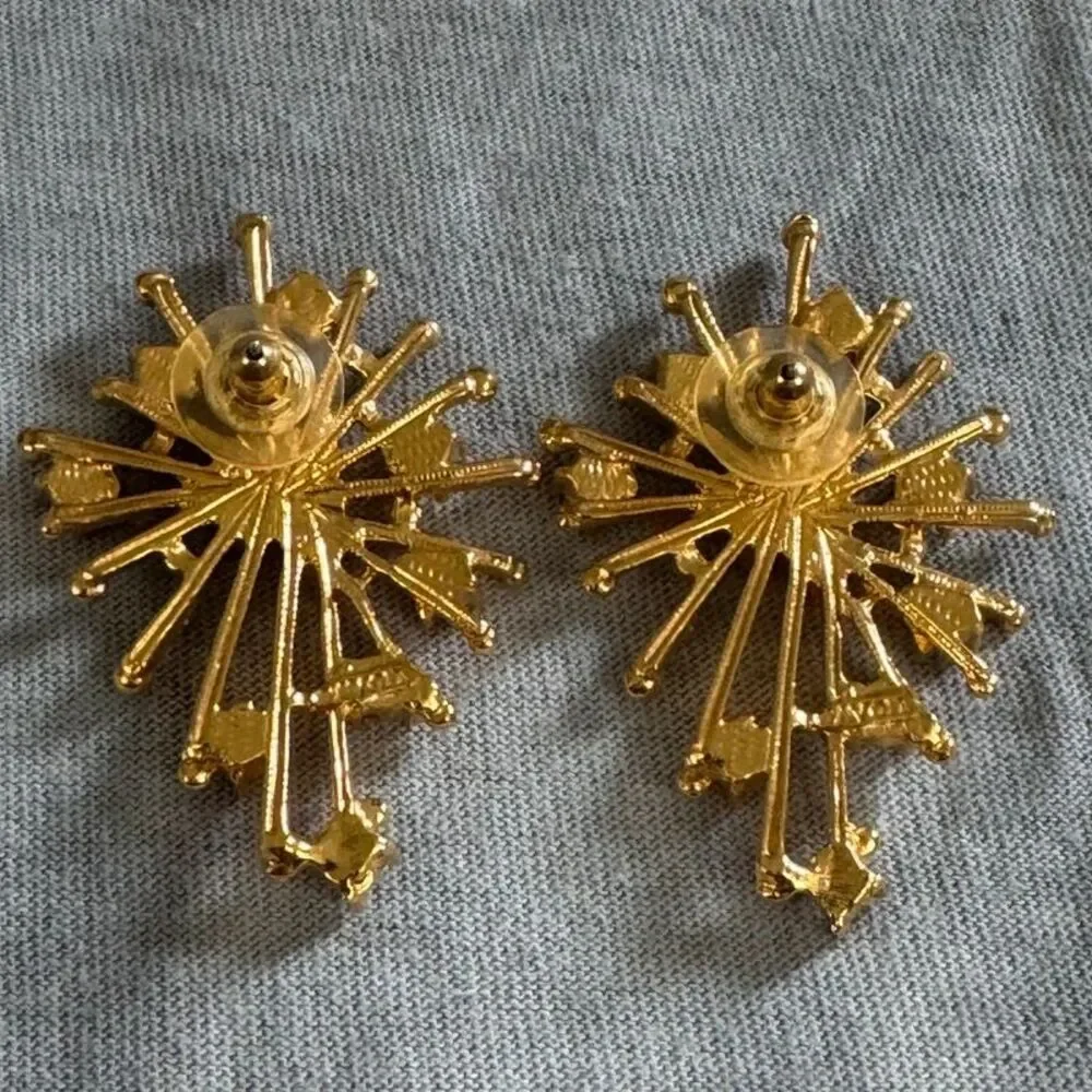 Vintage Avon Starburst Rhinestone Pierced Earrings